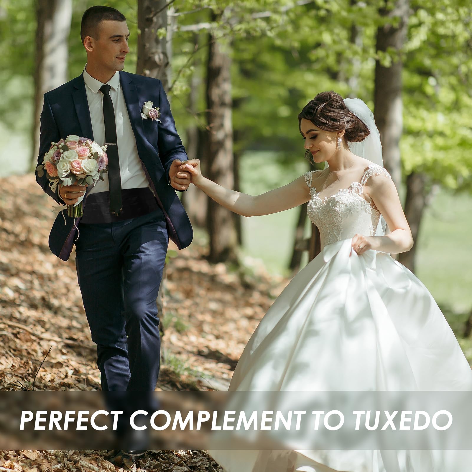Schwarzer Kummerbund für Herren, Anzugbund, seideähnlicher Kummerbund, Herren, Smoking, Kumberband, vorgebunden, verstellbar, für Antrag, Hochzeit, Bankett, Arbeit, Business, Party, Kleid,