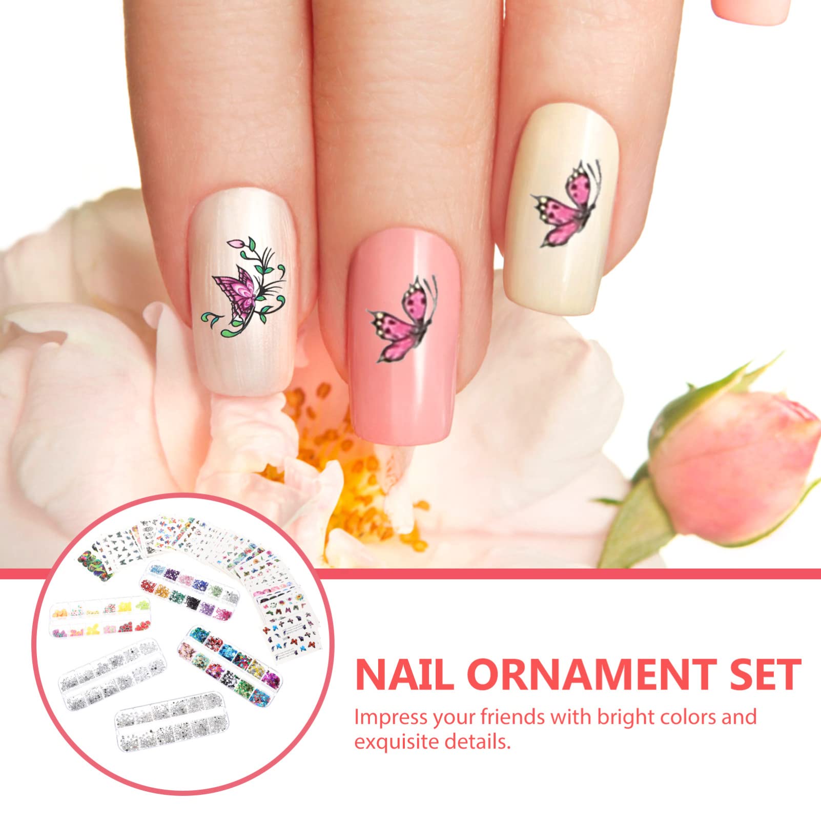 2 Set Adesivi per Unghie con Kit Decorazioni per Manicure Strumenti per Nail Art Facili Usare per Iniziare e Regali per Amiche
