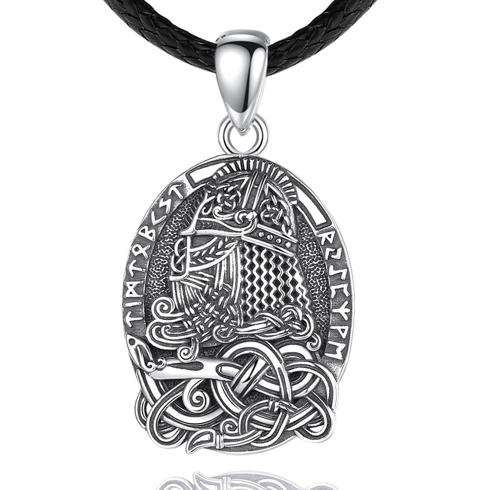 INFUSEU Collar Vikingo para Los Hombres, 925 Plata Esterlina Árbol De La Vida Yggdrasil Colgante Vikingo Celta Lobo Fenrir Lobo Valknut Jormungandr Odin Cuervo Allah Regalo para Los Hombres