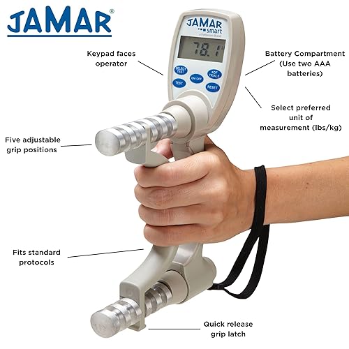 Miniatura 2 de Jamar - Dinamómetro de mano inteligente, indicador digital ligero de fuerza máxima para medir la fuerza de mano y agarre, dispositivo inalámbrico