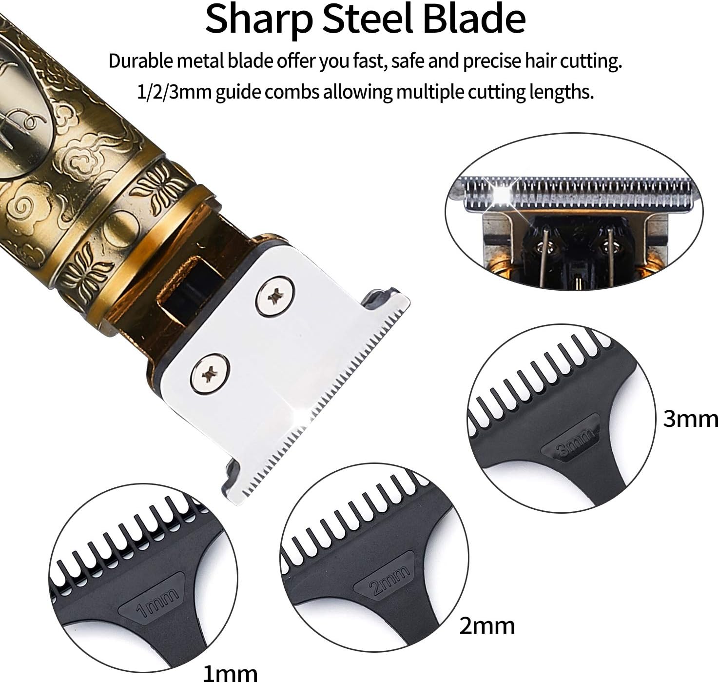ToHLo Mens Hair Clipper Professional Electric Hair Clipper LED Cordless Hair Trimmer Professional Hair Cutting Kit Rechargeable Hair Clipper Trimmer (Golden)