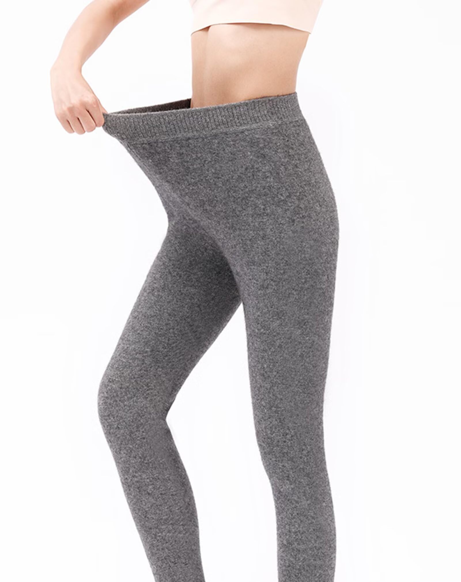 Leggings térmicos de Invierno 100% Cachemira para Mujer, Mallas de Cintura Alta, Pantalones cálidos para la Nieve