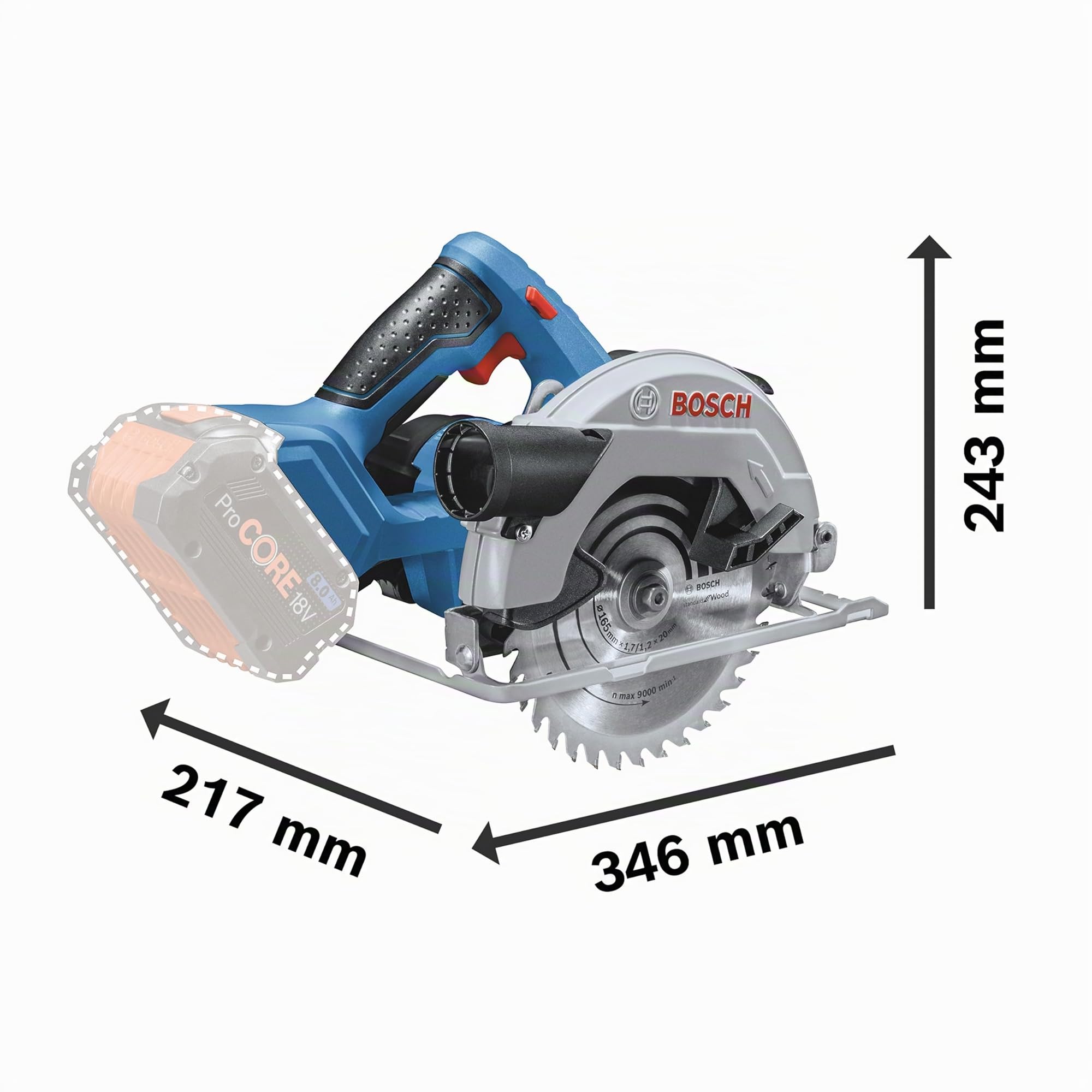 Bosch Professional 18V System sierra circular a batería GKS 18V-57 G (Ø del disco de sierra: 165 mm, profundidad de corte: 57 mm, incl. L-BOXX, sin batería/cargador)