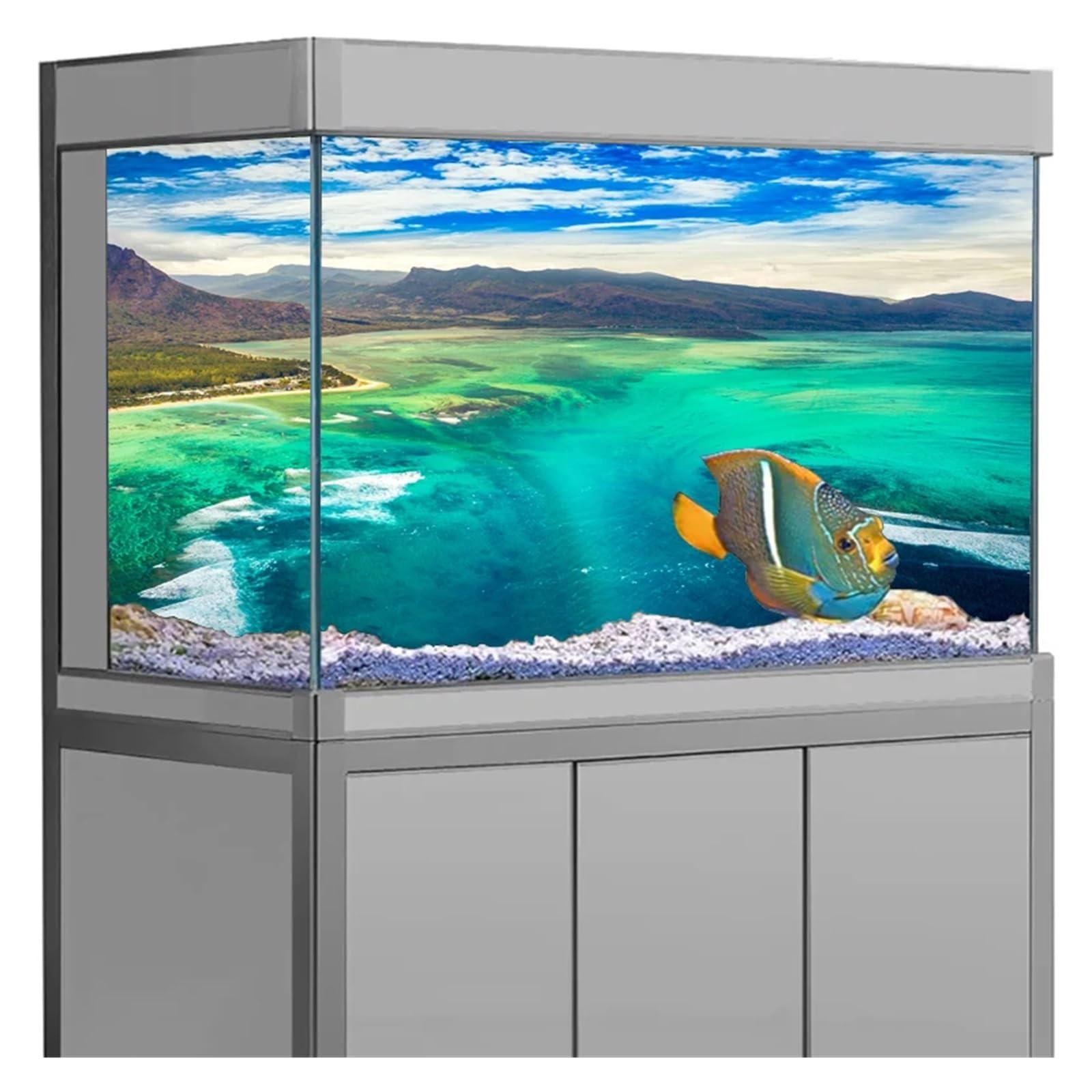 Autocollant de Fond d'aquarium, Affiche de Paysage de Cascade, décoration d'aquarium, Papier Peint Autocollant(41x 122cm)