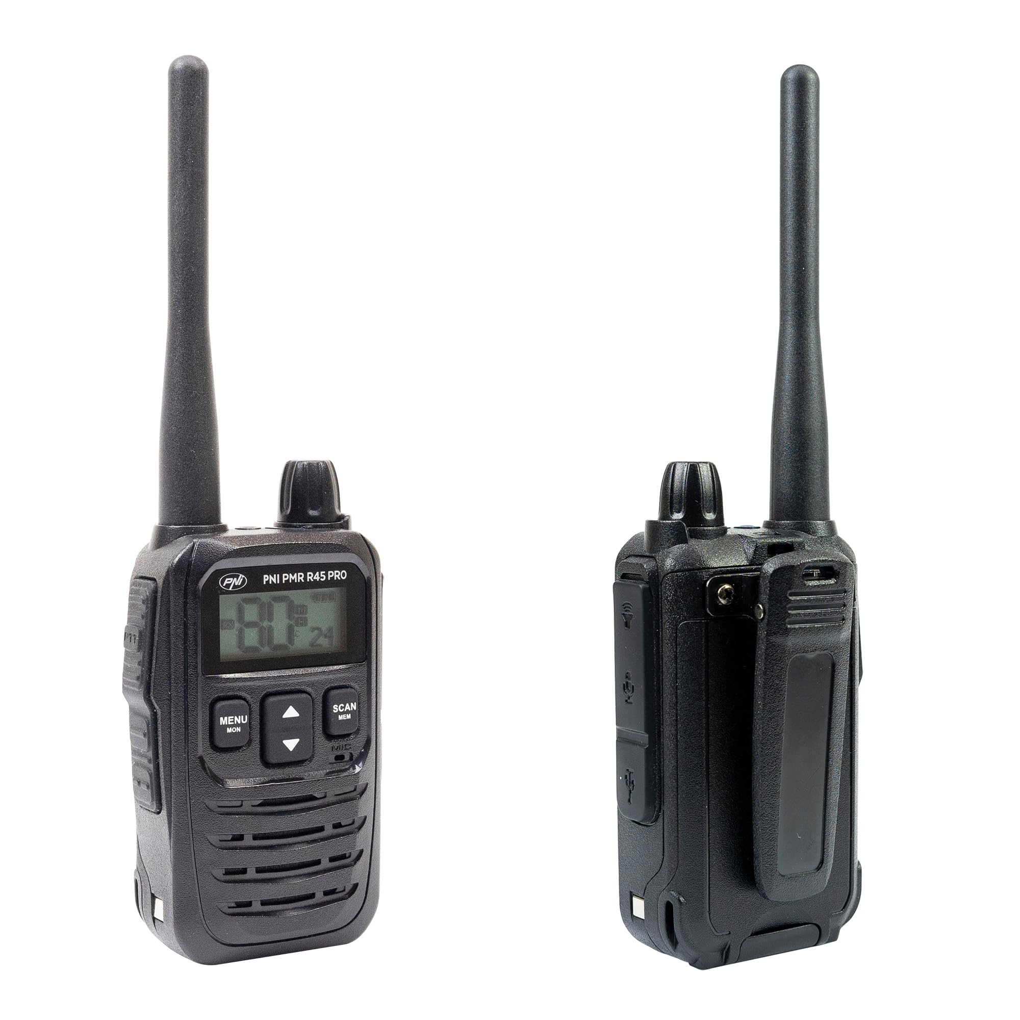 Kit de 2 Estaciones de Radio portátiles PNI PMR R45 Pro 446MHz, 0.5W, 99CH programable, 16 PMR, VOX, Tot, BCL, Scan, Roger Beep