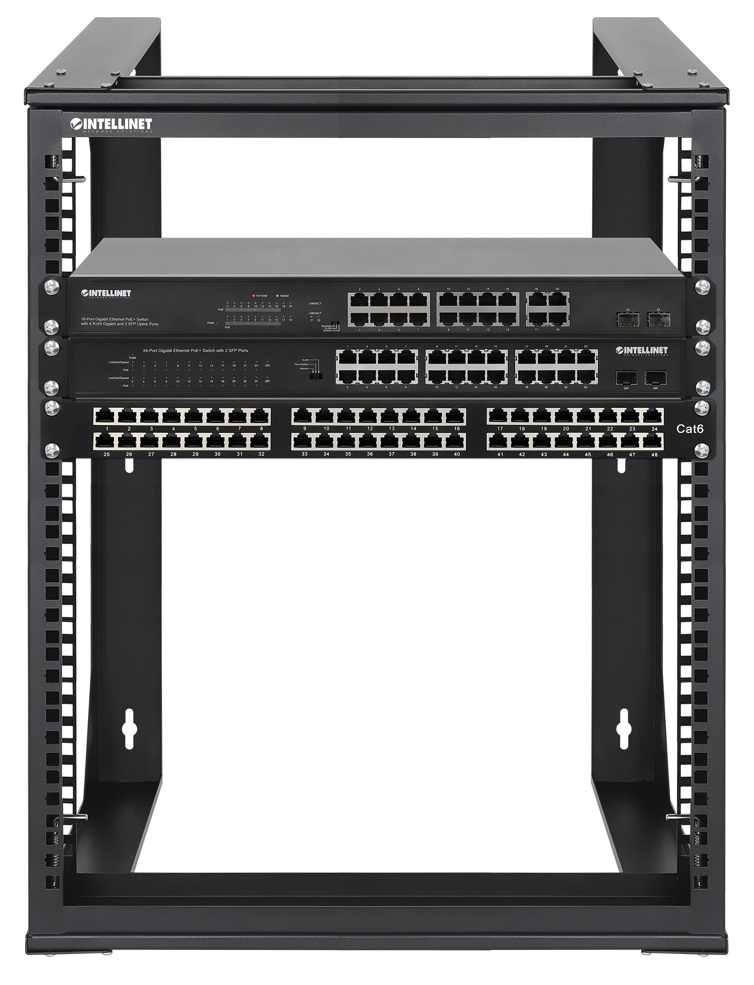 INTELLINET 716192 Armadio a Muro 19" Open Frame 2 Montanti Flat Pack 12U Nero