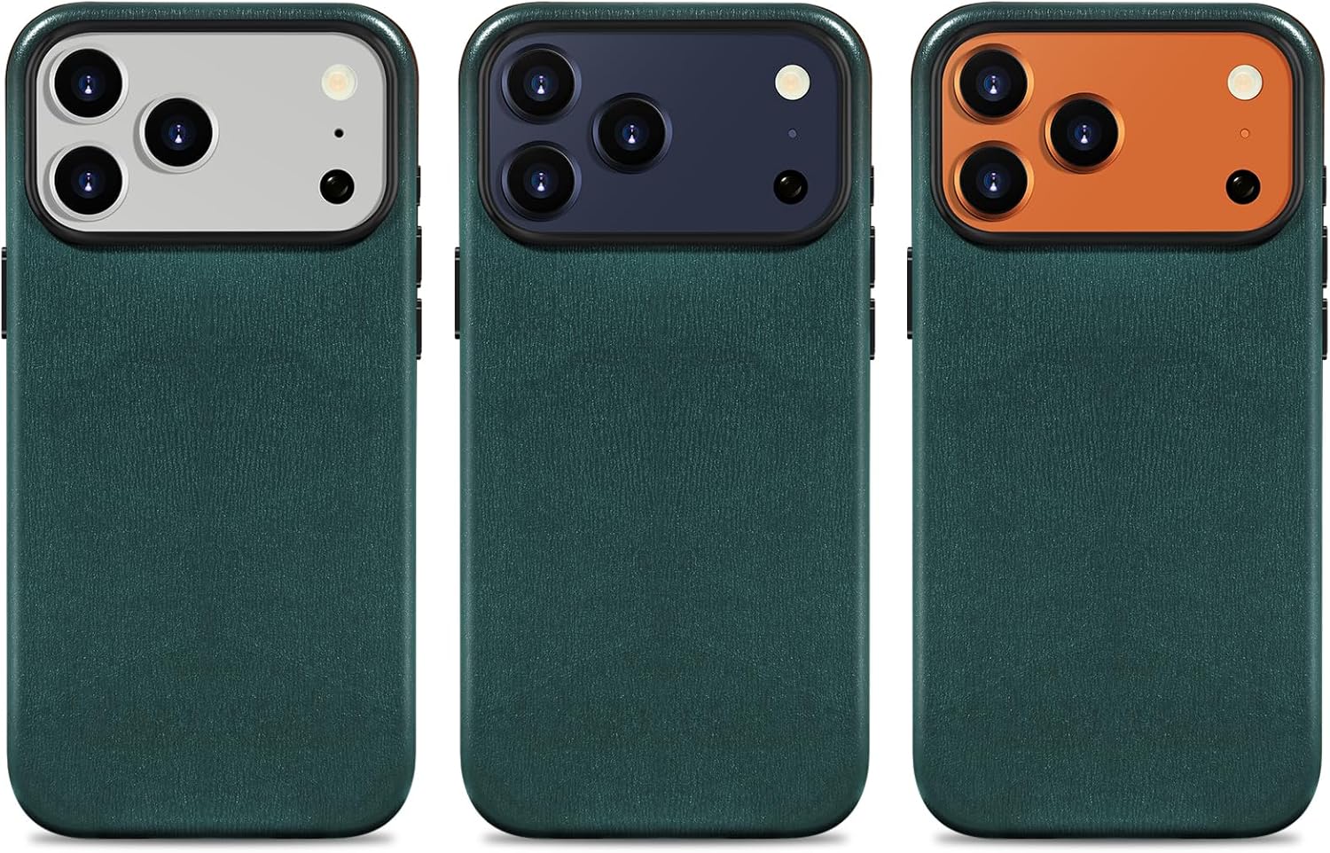 Belemay Handcrafted Premium Textured Leather Case for iPhone 17 Pro, Compatible with MagSafe, Modern Minimalist Design, Smooth & Subtle, Camera Control Button, Metal Buttons (6.3"), Forest Green - Image 9