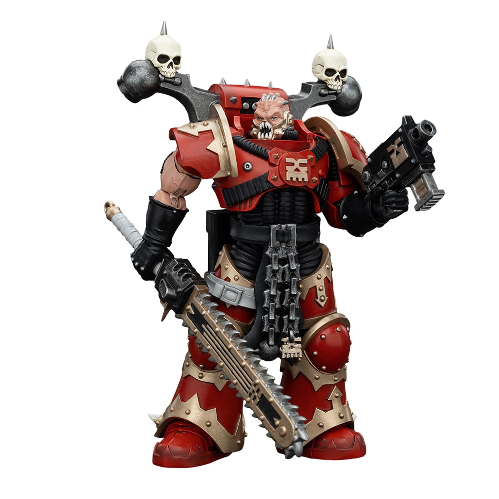 GWTCTOY JoyToy GW 40K Genuine License 1:18 Action Figure, World Eaters Khorne Berzerker with Eviscerator Chainsword, 12CM Collectible Action Figures Kits