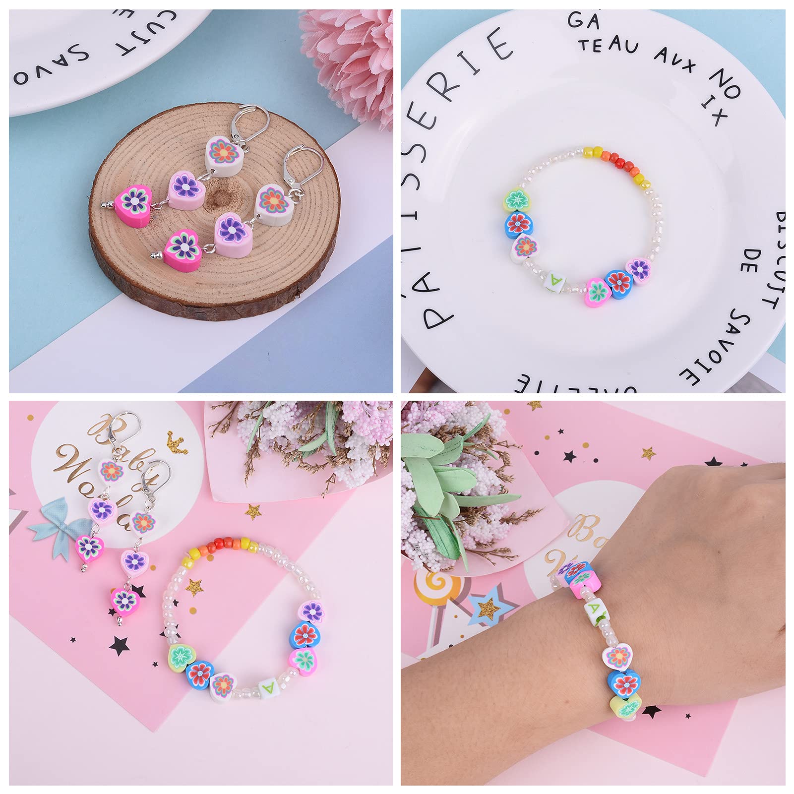 Beadthoven, 150 perline in vetro con strass europei, grandi fori in