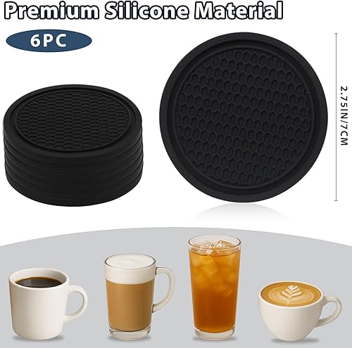 Miniatura 6 de Posavasos para automóvil, 6 unidades, universal, de silicona, antideslizantes, para interior del automóvil, juego de posavasos decorativos