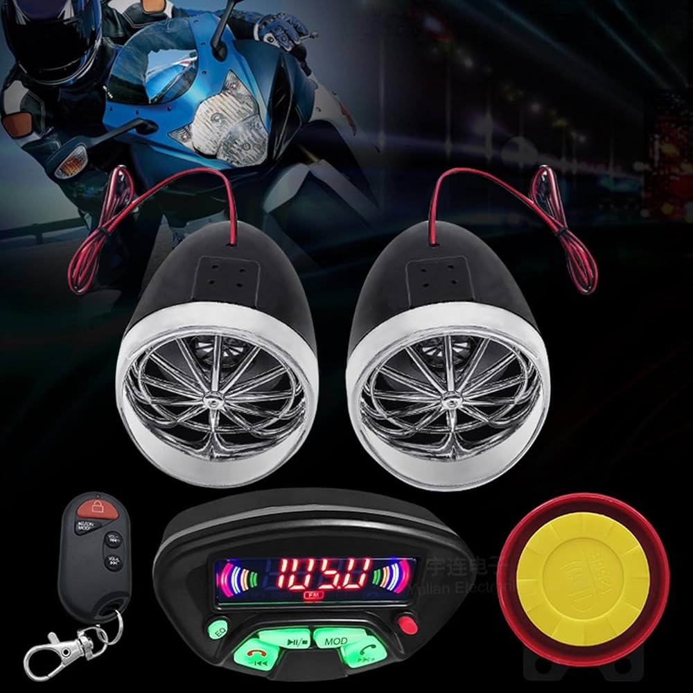 ⑥バイク用オーディオフルセット【送料無料】リモコン操作対応オーディオフルKIT 楽天市場】ハイパワー 4CHオーディオアンプ キット ブルートゥース