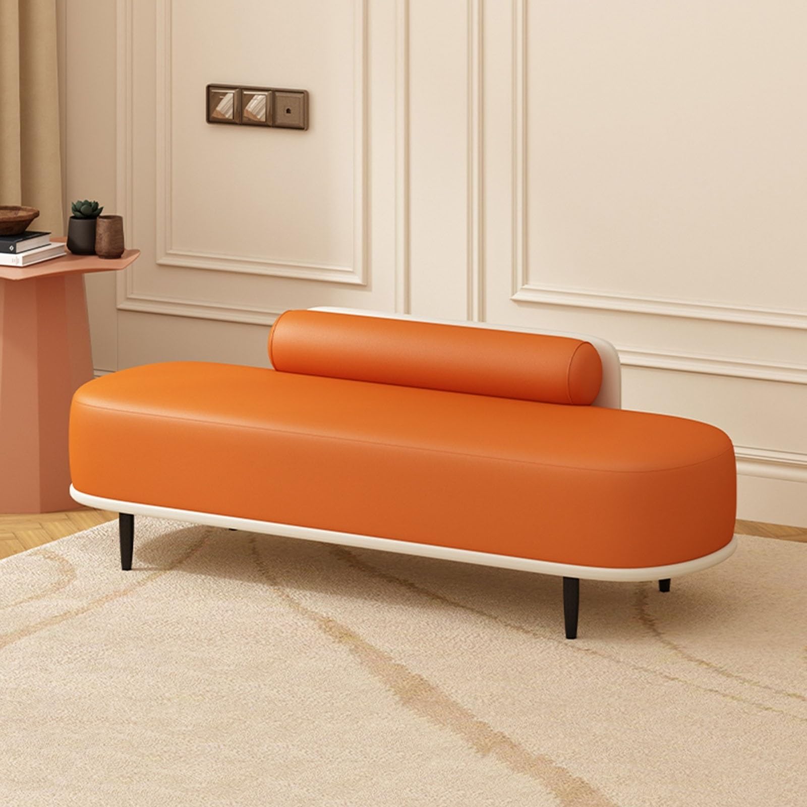 Stilvolle Ottomane aus Kunstleder für Schlaf- und Wohnzimmer – Schuhablage am Fußende des Bettes mit Metallbeinen, Tragkraft 150 kg, ideal für Eingangsbereich und Flur.