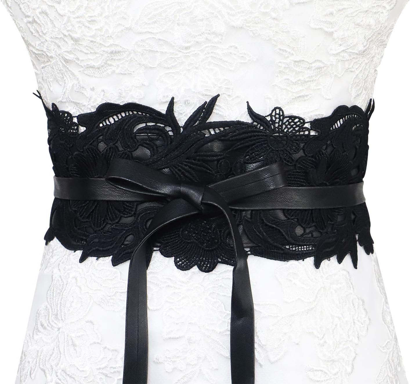 Womens Faux Leather Lace Wrap Around Obi Belt Waist Boho Band Wide Belts