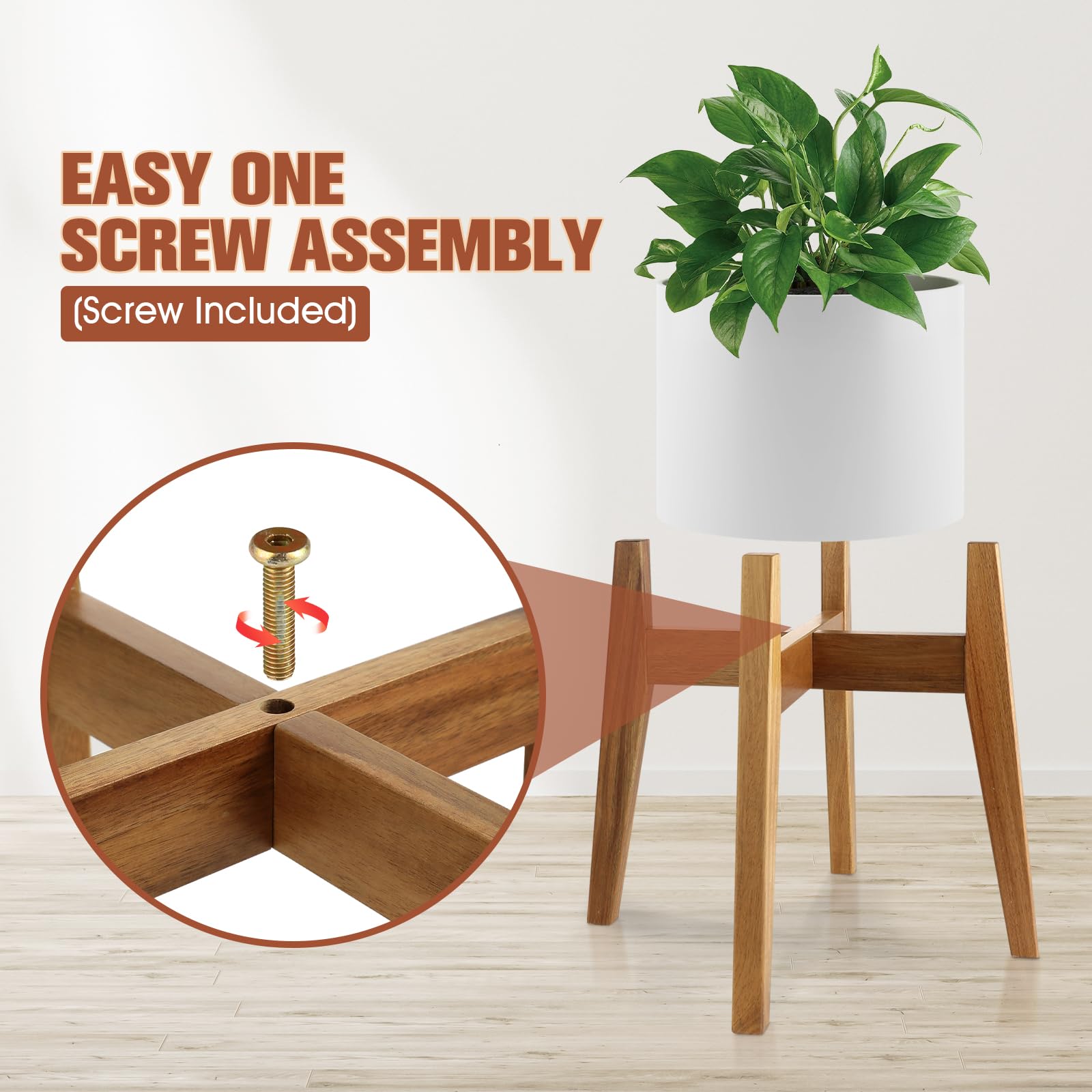 Amazon.com : Wooden Plant Stand Indoor, Mid Century Planter Stand