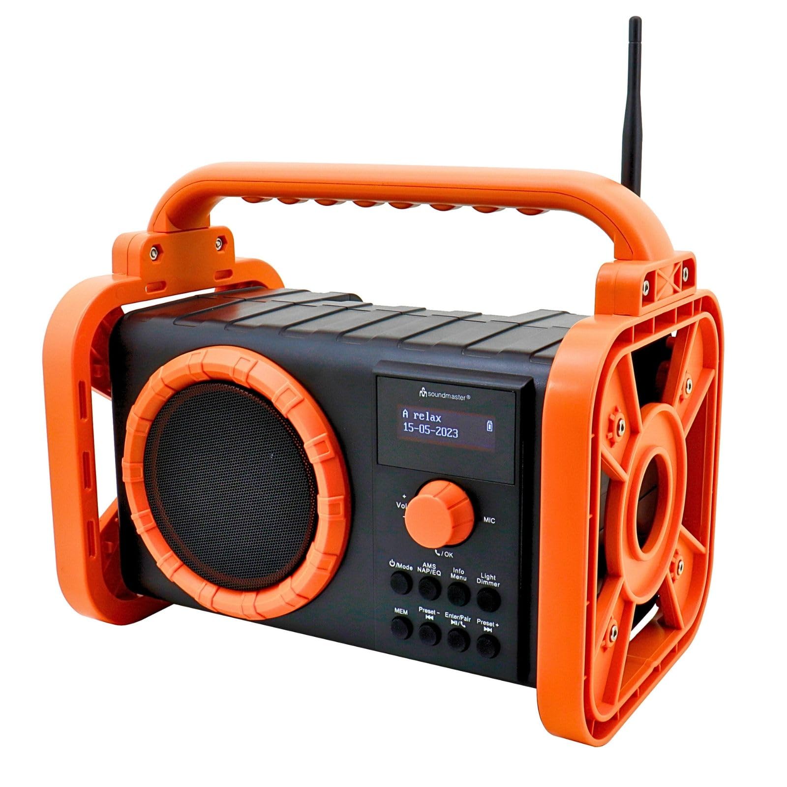 Soundmaster DAB80SG Radio para Obras con Dab+/UKW Bluetooth y batería de Iones de Litio