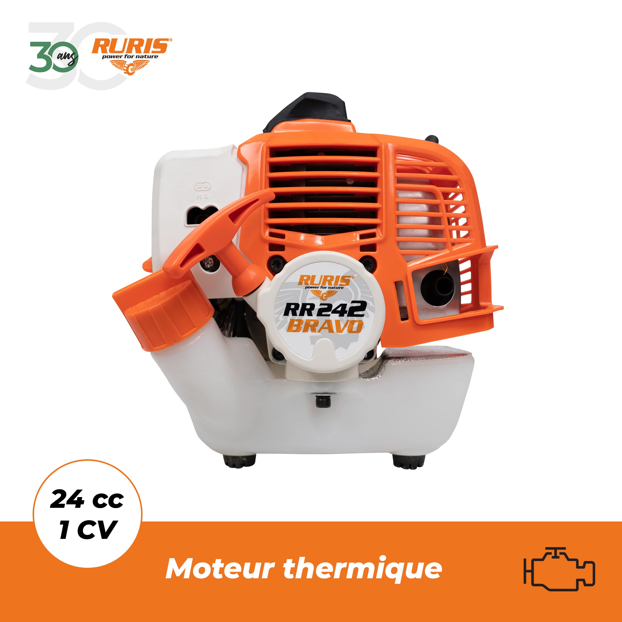RURIS Rr242Bravo, Débroussailleuse Thermique, Orange, 1 CV