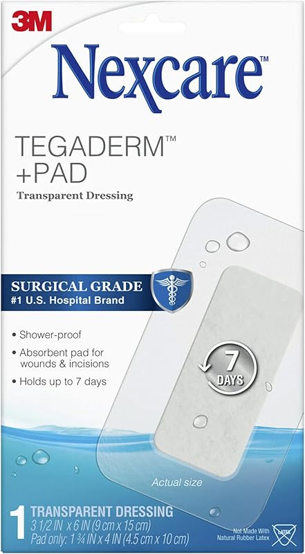 Nexcare Waterproof Adhesive Dressing W/ Pad 3.5' X 6 inches, 1 ct Package