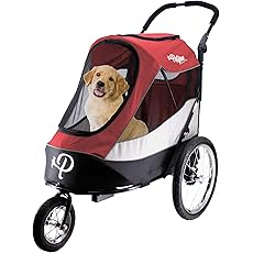 Petique Breeze Jogger, Dog Cart for Medium Size Pets, Ventilated Pet Stroller for Cats & Dogs, Black, 37" L X 23.5" W X 39" H - Front Tires 8.5", Rear Tires 16"