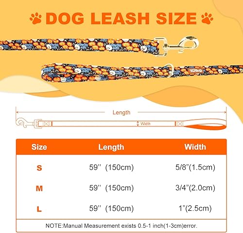 Miniatura 4 de Tunkoo Happy Halloween - Correa para perro con calabaza, duradera, elegante y disponible en pequeño, mediano y grande, para caminar diariamente S