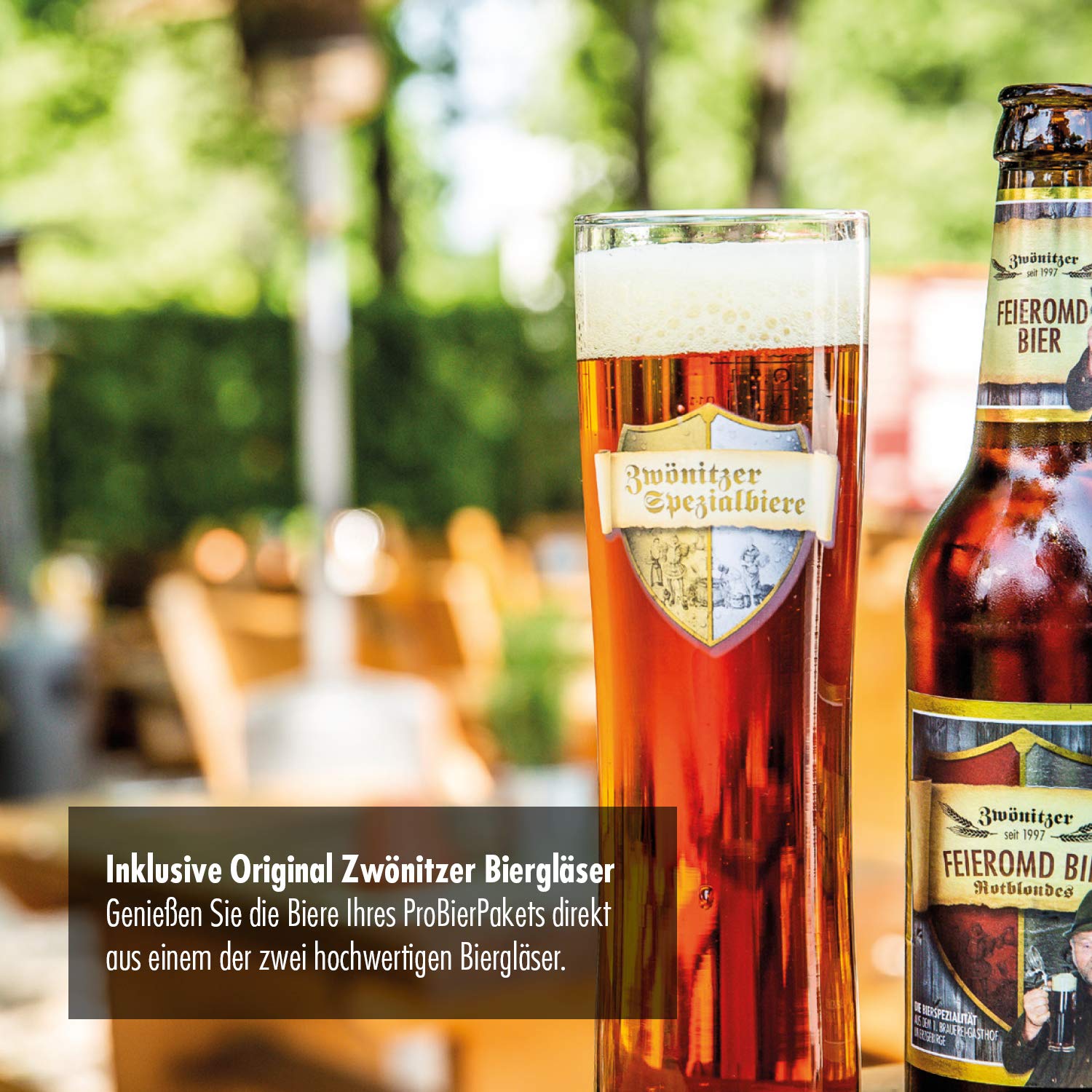 Brauerei Zwönitz ProBierPaket/Bier Set mit 16 Bieren + 2 Gläsern/Beer Tasting Box/verschiedene Biersorten zum Verschenken/Bierverkostung Set mit Craft Beer/je 8 × 0,33 l + 0,5 l Flaschen