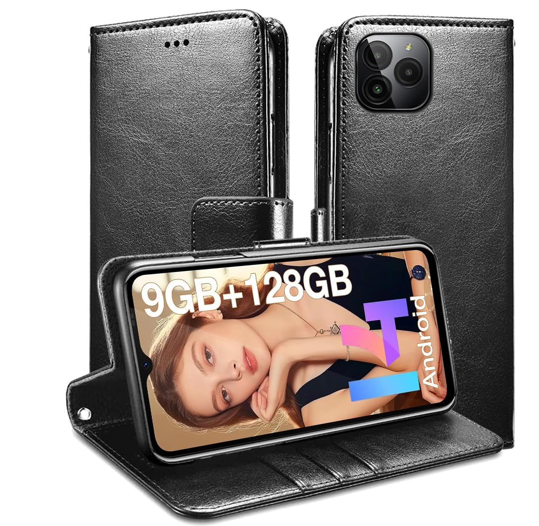 for Doogee N55 / N55 Pro / N55 Plus Case,Holder Kickstand Magnetic,PU Leather Flip Wallet Case for Doogee N55 / N55 Pro / N55 Plus Black