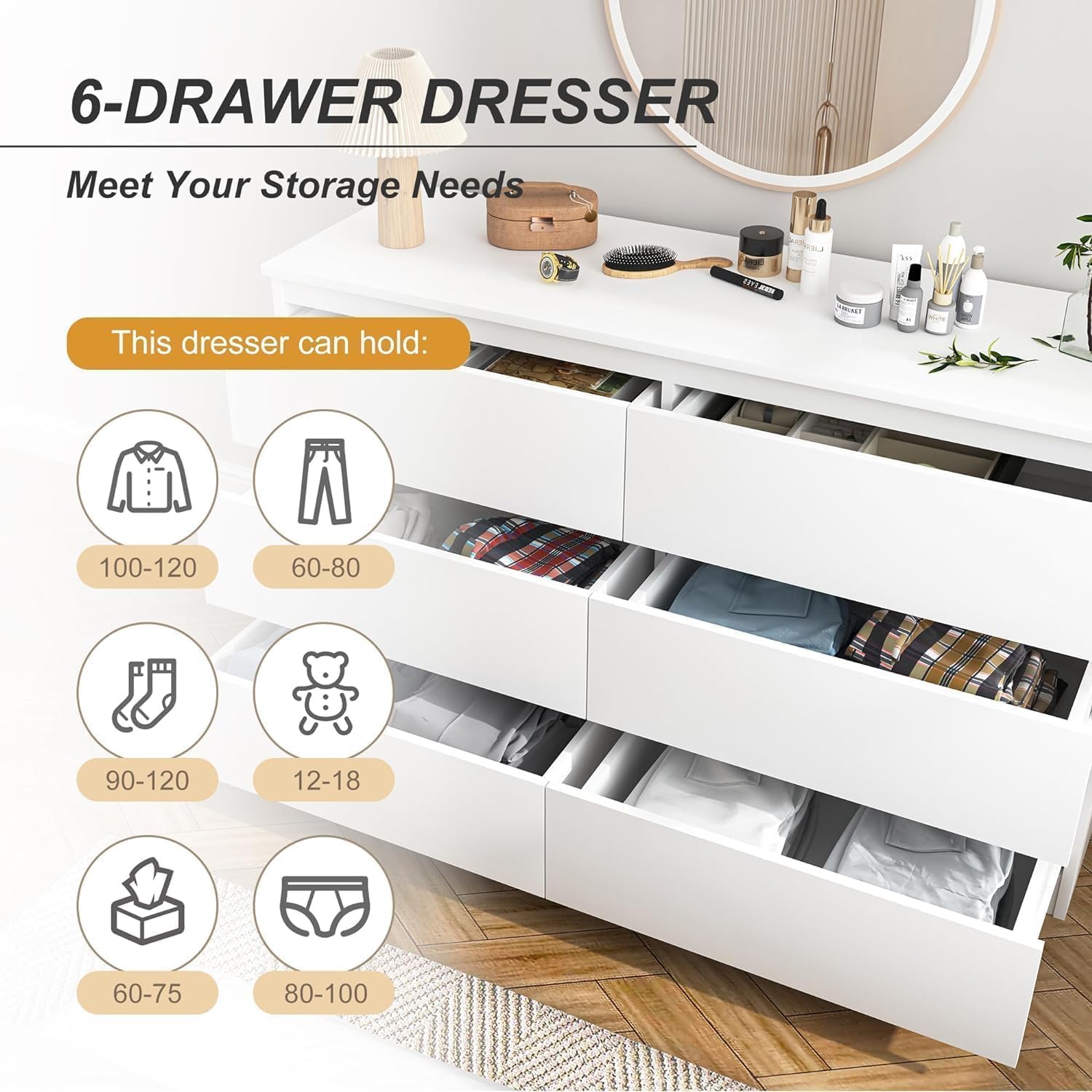 White Nursery Dresser with Soft Close Drawers