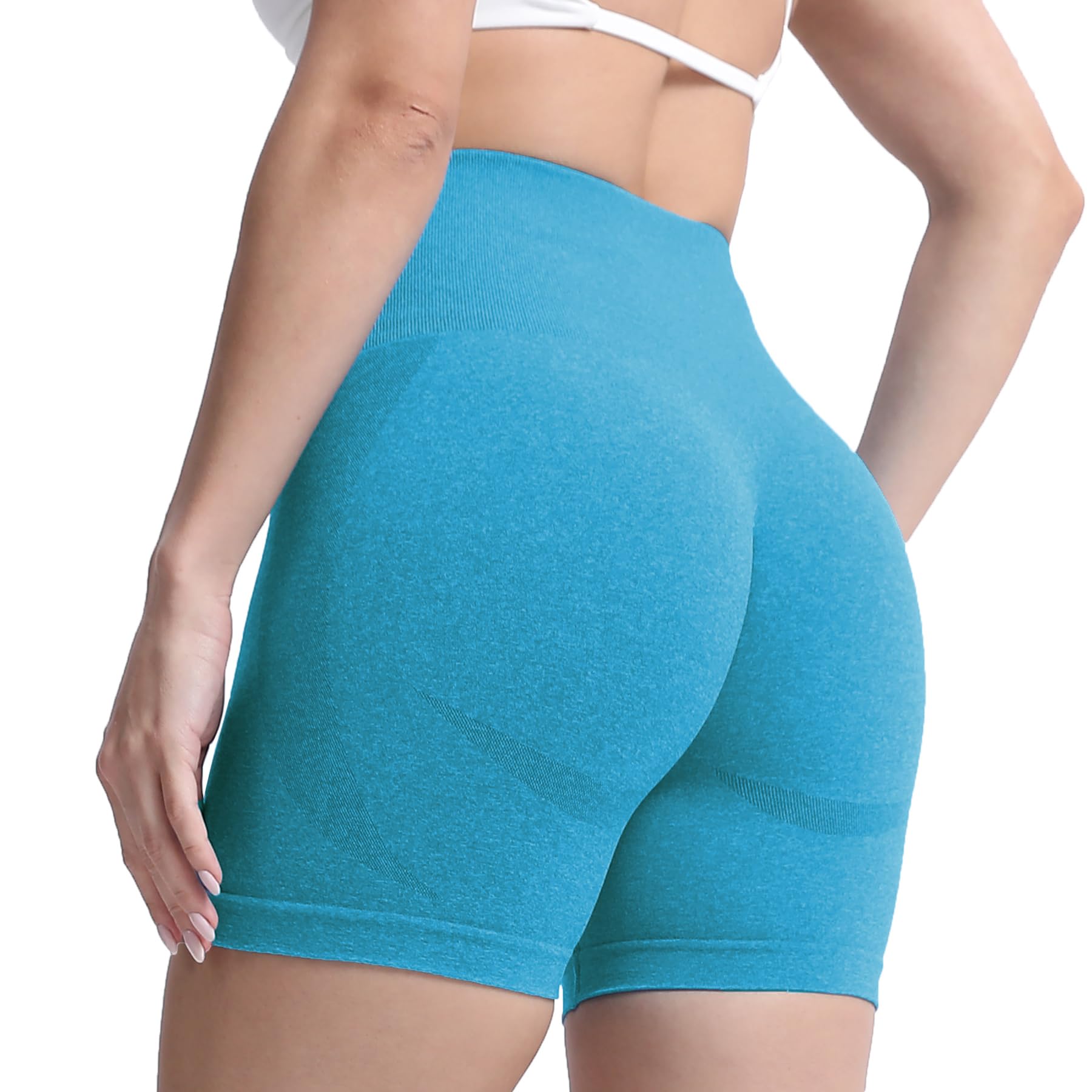 Aoxjox Contour Seamless Shorts for Women High Waist Workout Gym Biker Booty Running Yoga Short