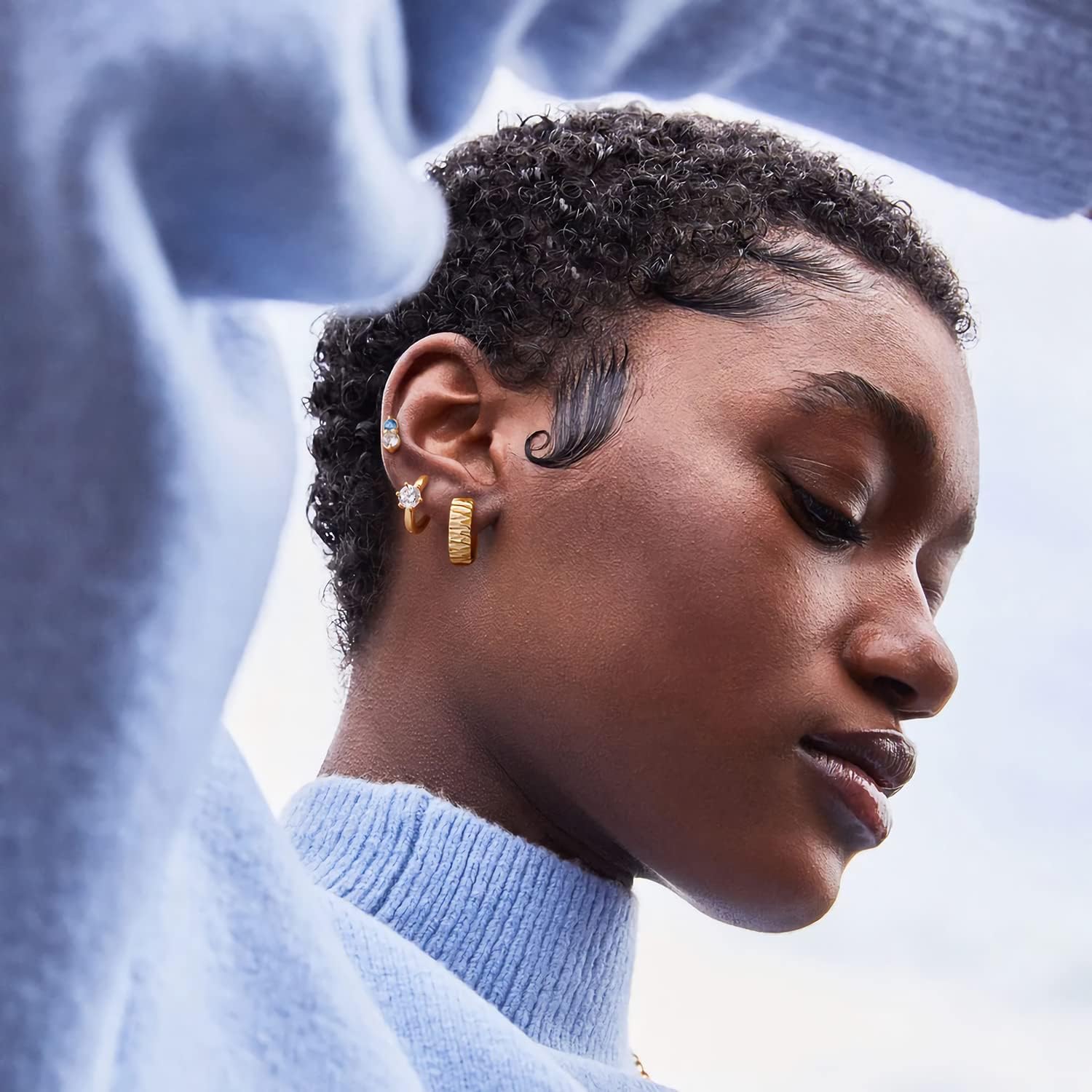 MYEARS Women Gold Earrings Huggie Hoop Cubic Zirconia 14K Gold Plated Small Simple Hypoallergenic Everyday Jewelry - Image 3