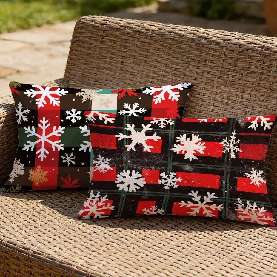 2 Housses de Coussin de Jardin 40x60 cm Imperméables en Lin Haut de Gamme M-P482