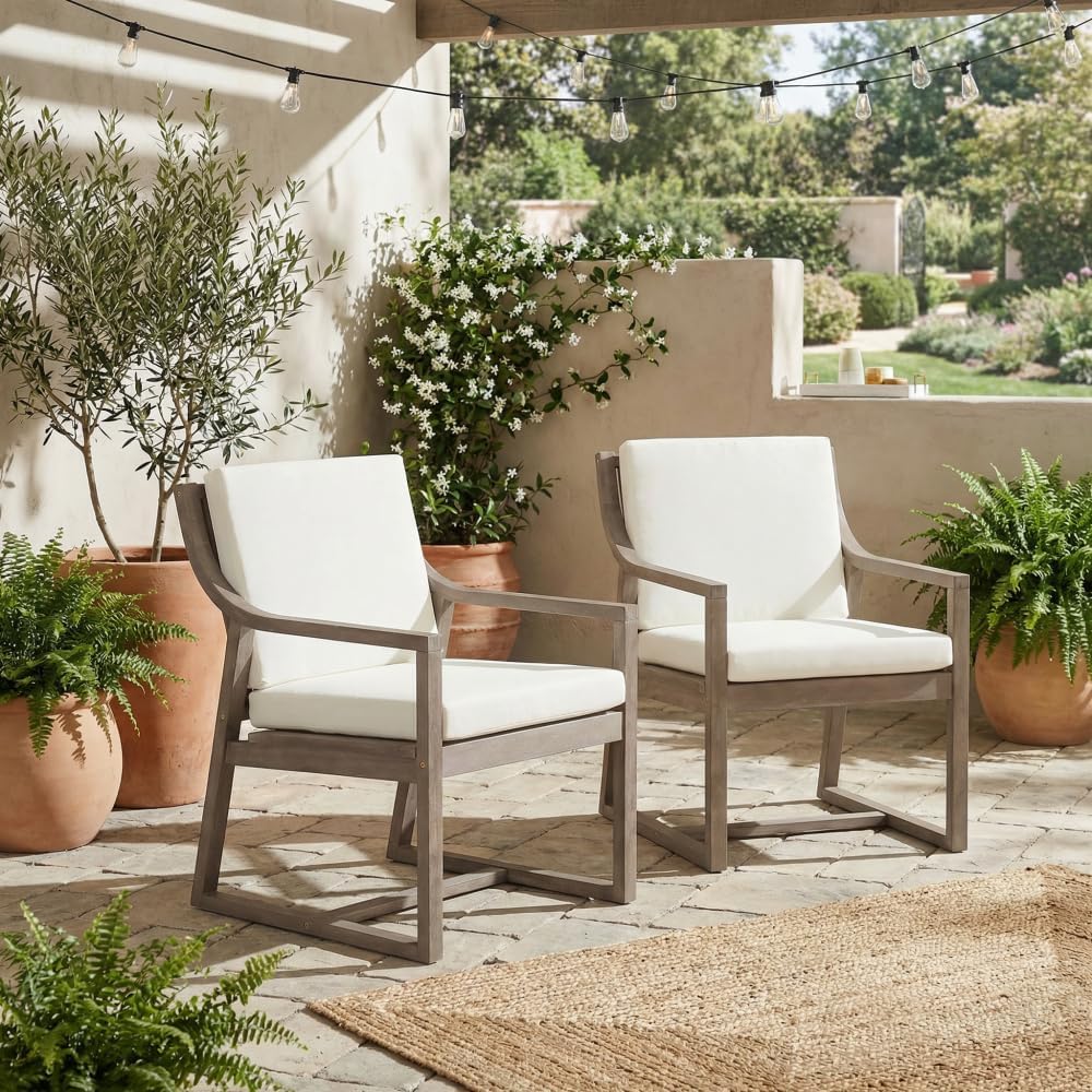 Outdoor Chair Set with All-Weather Woven Seats for Patio Backyard and Garden Use