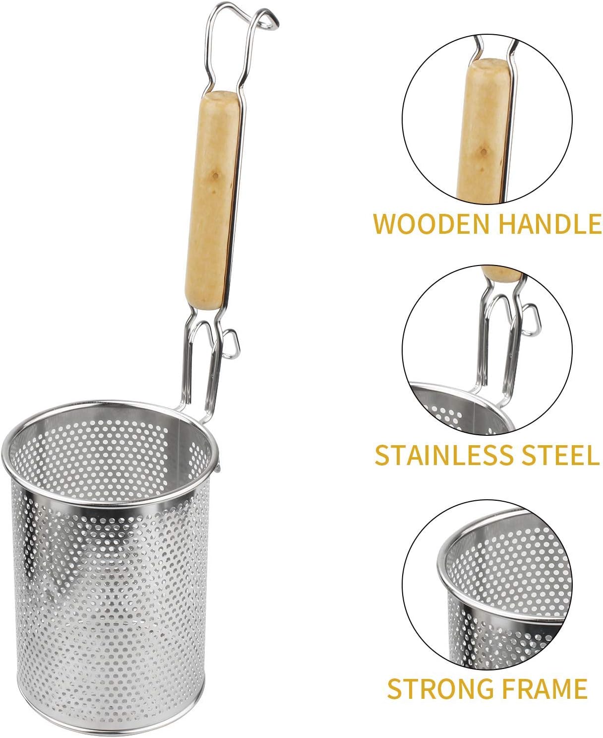 MyLifeUNIT Spaghetti Strainer Spoon, Stainless Steel Food Strainer Noodle Strainer with Handle 4.4 X 4.6 X 14.7 inches
