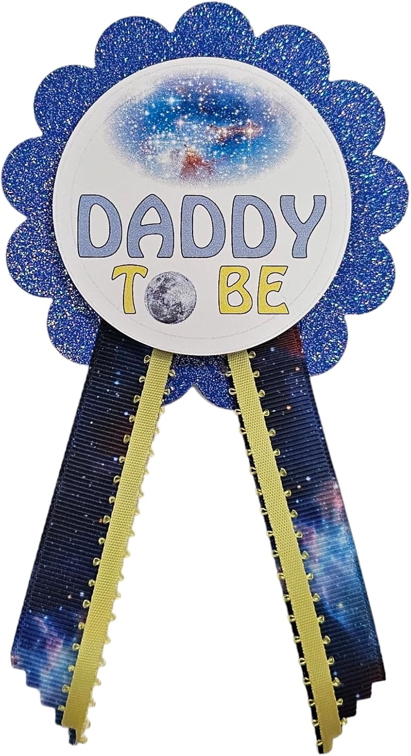 Galaxy Baby Shower Pins for Family to Wear at Gender Reveal Outer Space Theme Rockets It's a Boy Sprinkle