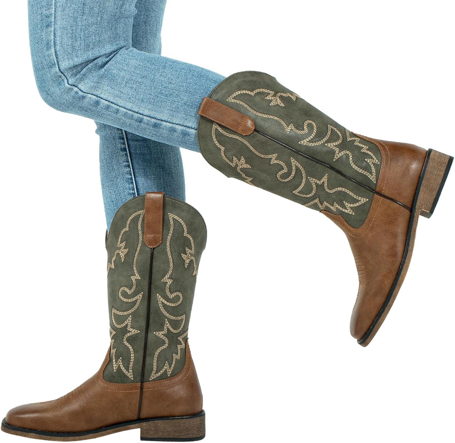 J's.o.l.e Square Toe Cowboy Cowgirl Boots for Women Mid Calf Ladies Fashion... - Picture 18 of 20