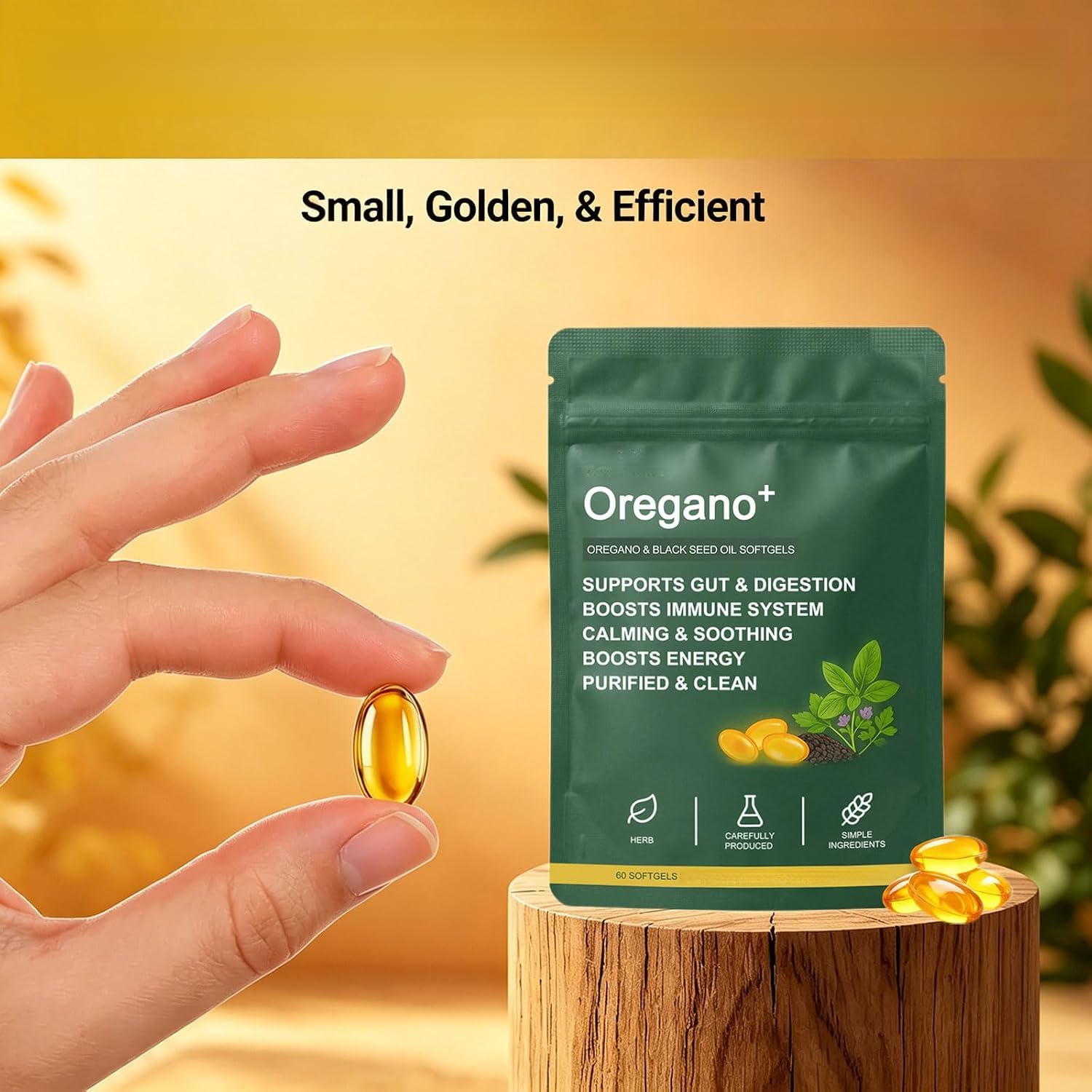 Aceite de orégano y extractos vegetales de semilla negra, 2 unidades.