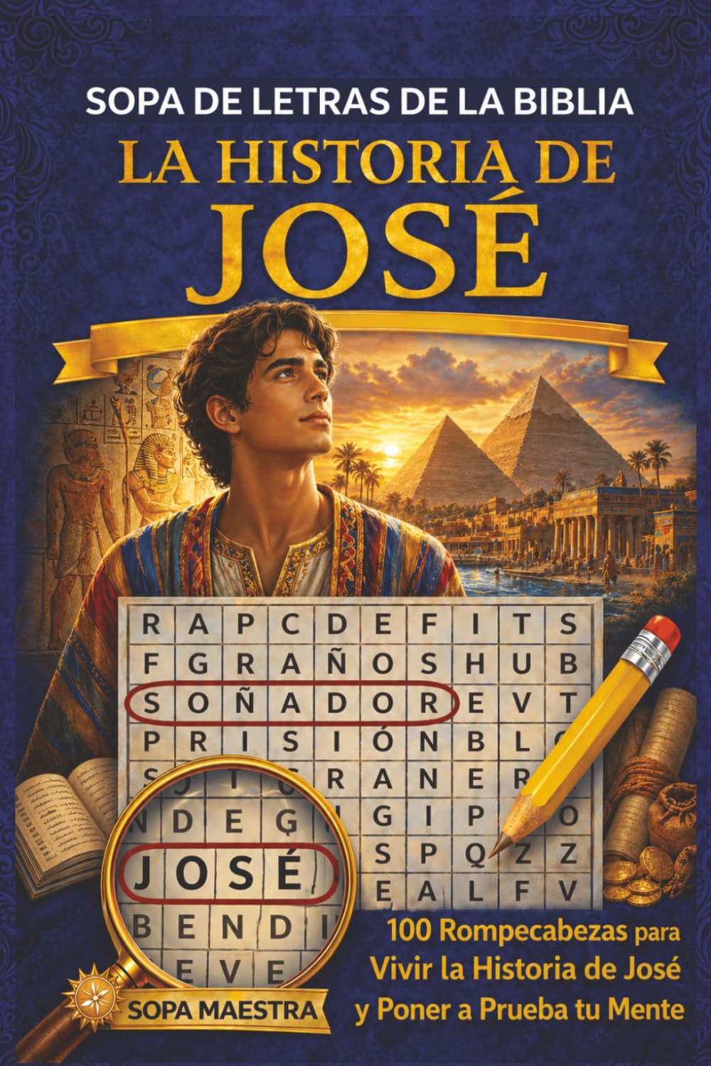Sopa de Letras de la Biblia – La Historia de José: 100 Rompecabezas de Búsqueda de Palabras para Vivir la Historia de José y Poner a Prueba tu Mente