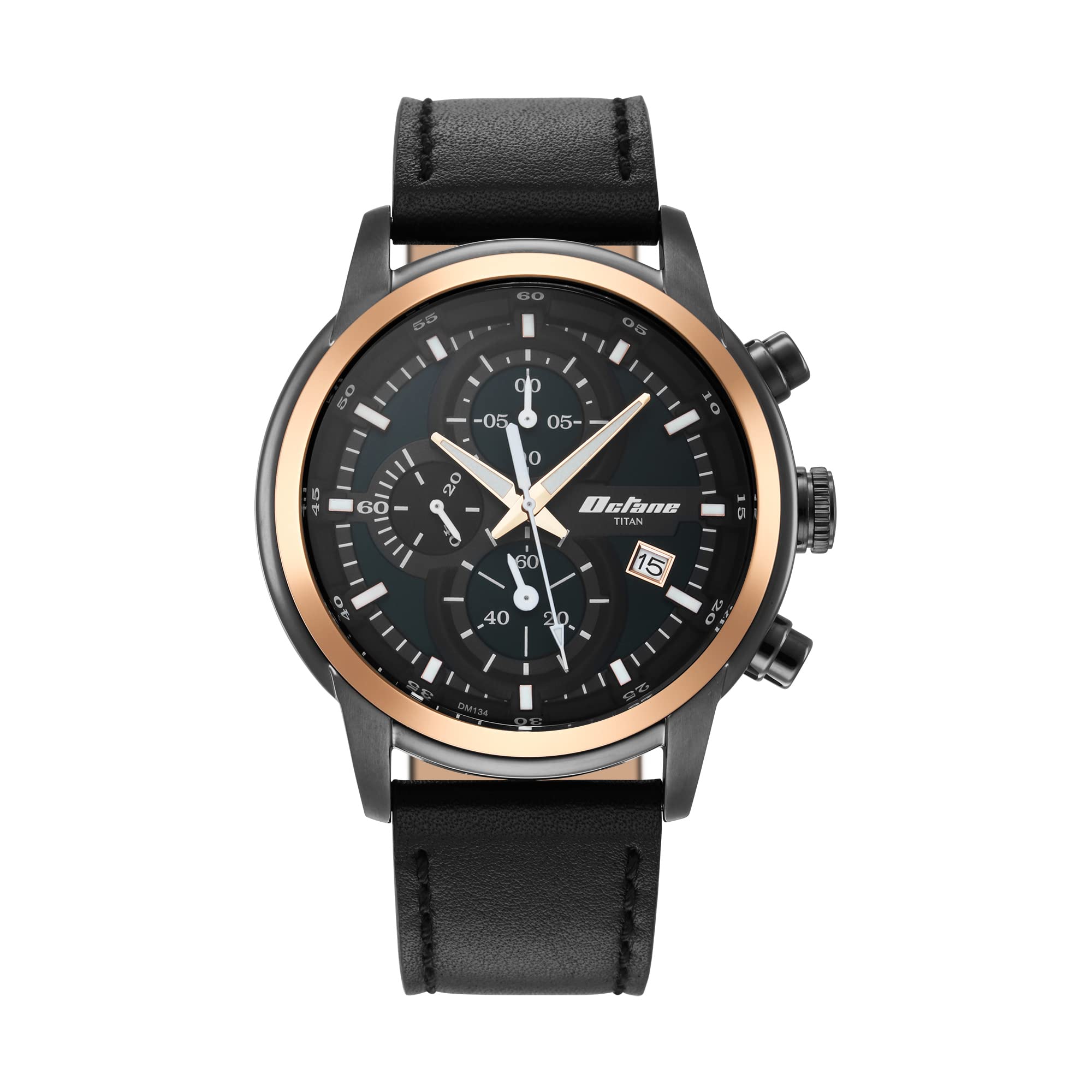 Titan Octane Silver Dial Chronograph Leather Watch for Men-NS90086KL03 (B09RMK75D6) Amazon Price History, Amazon Price Tracker