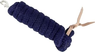 Brama-West - Cuerda de trabajo para el suelo, con mosquetón y matamoscas de piel, longitud aprox. 4,2 m, color azul marino