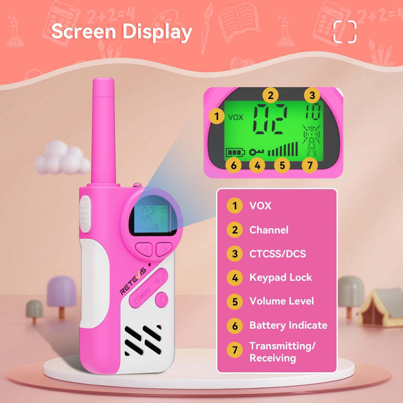 EZTalk - 70 walkie talkies para niños, modo seguro, radio de 2 vías recargable, juguetes para niños y niñas de 6 a 12 años, regalos de cumpleaños, familia al aire libre, senderismo, campamento 6