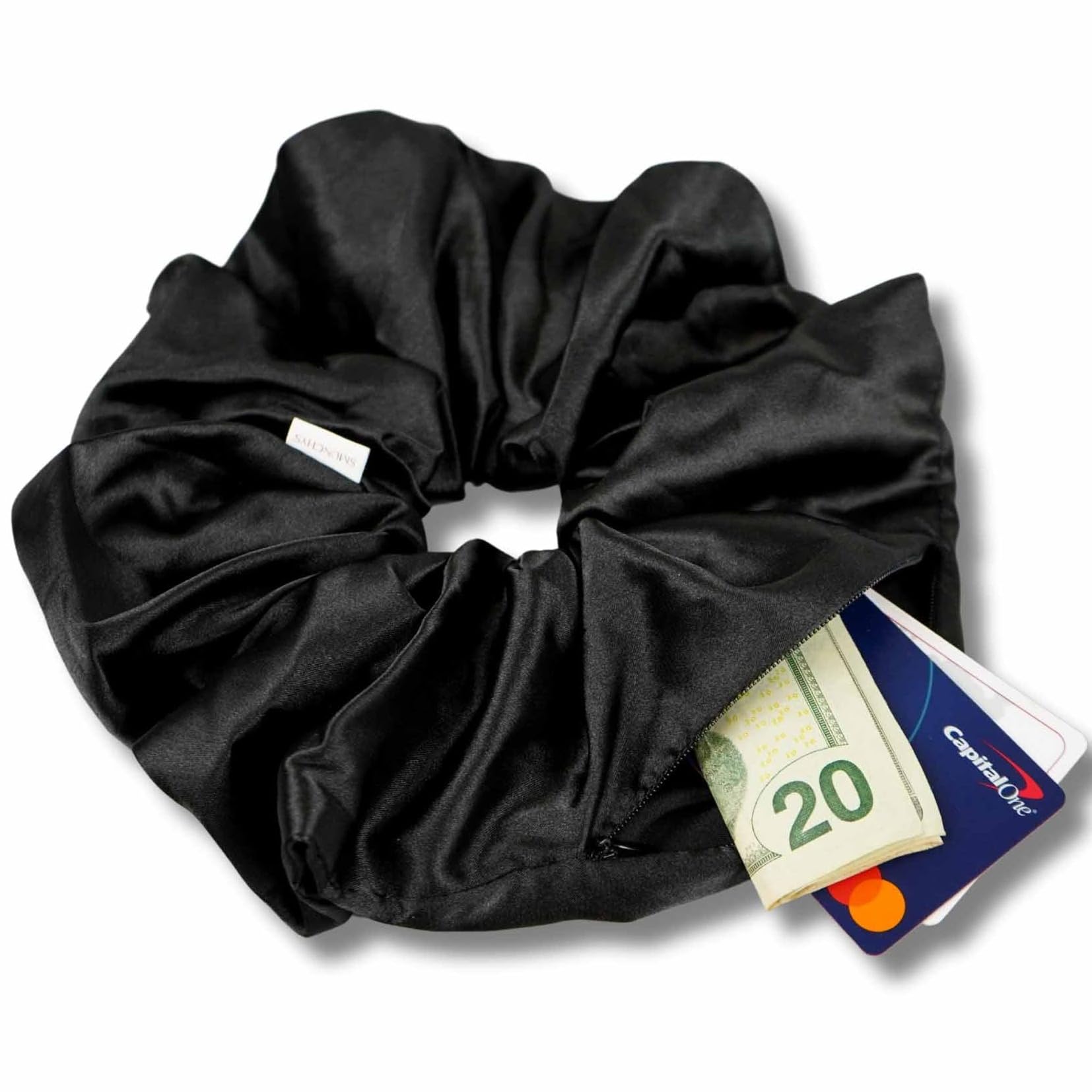Smunchys Jumbo Zipper Pocket Scrunchie (Black)