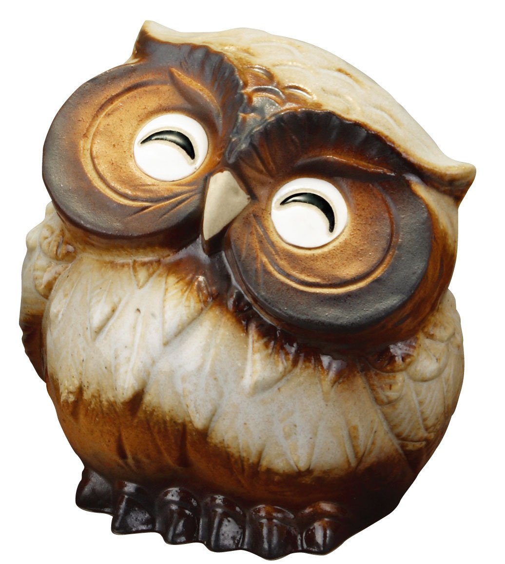 Shigaraki Ceramic Owl Figurine – Smiling Nodder