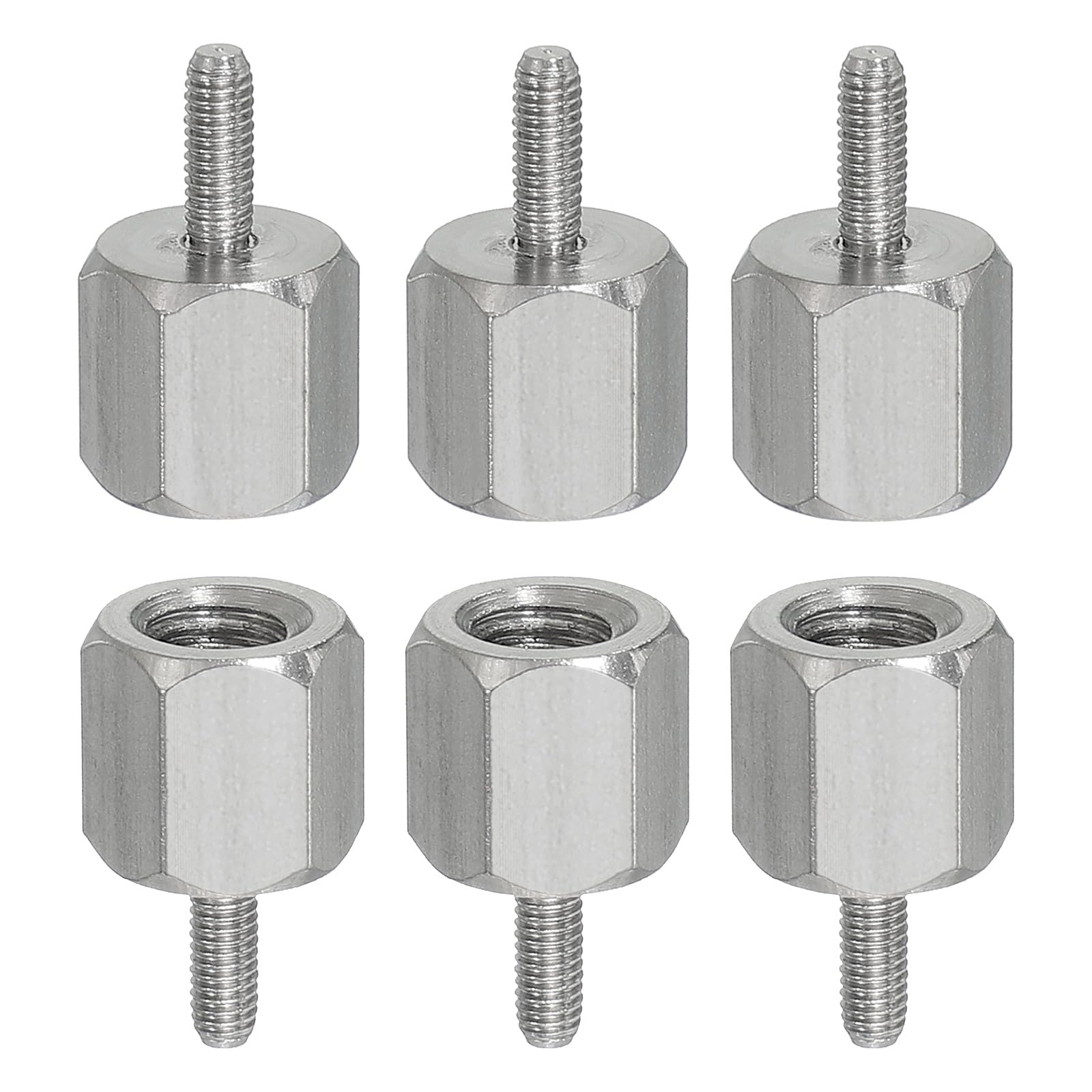 PATIKIL Standoff Screws, 6pcs M3x8mm Male to M6x10mm Female 304 Stainless Steel Thread Reducing Hex Standoff Spacer Screw Nuts Thread Adapters Reducer Extender Conversion Fasteners