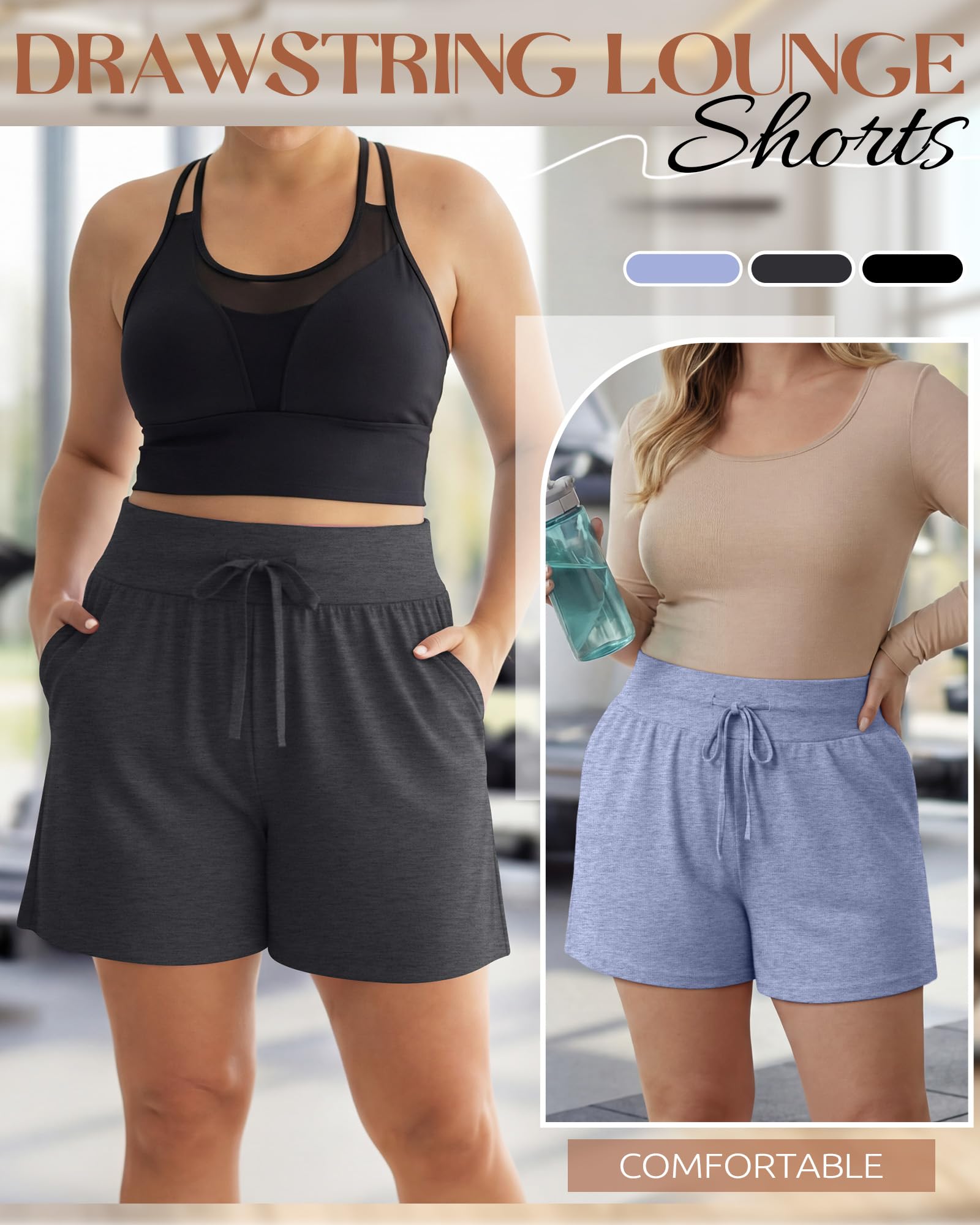 Neer Confezione da 3 pantaloncini da donna taglie forti