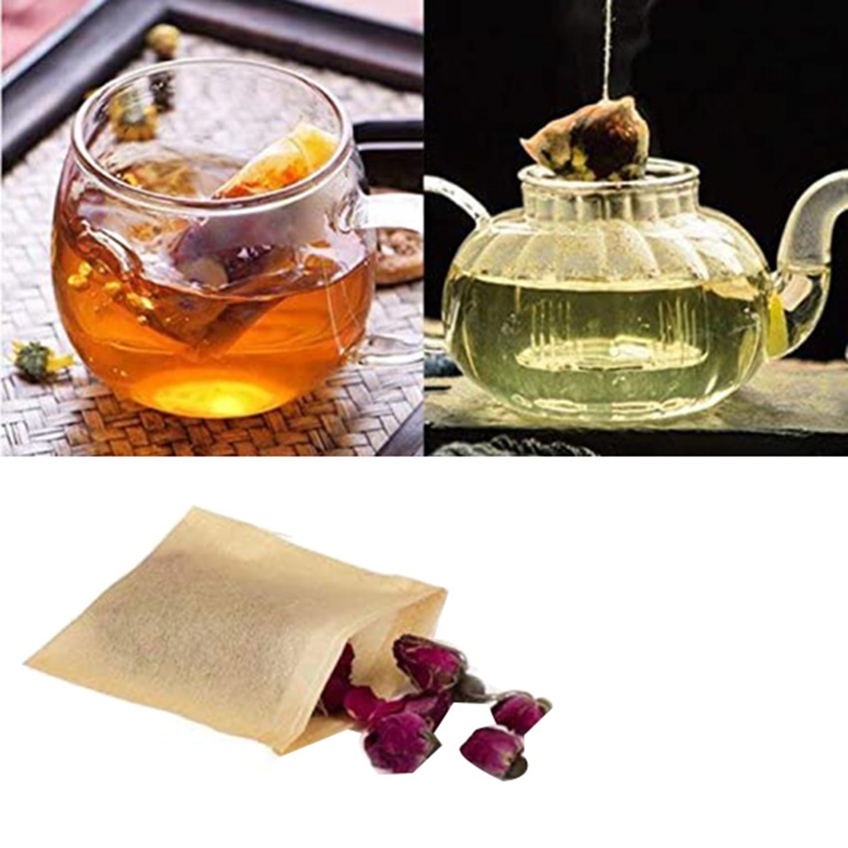 Paquete de 3600 Bolsas de Filtro de Té, Bolsa de Té de Papel Desechable con Cordón para Té de Hojas Sueltas, Café (Color Natural, 2.75X1.97 Pulgada)