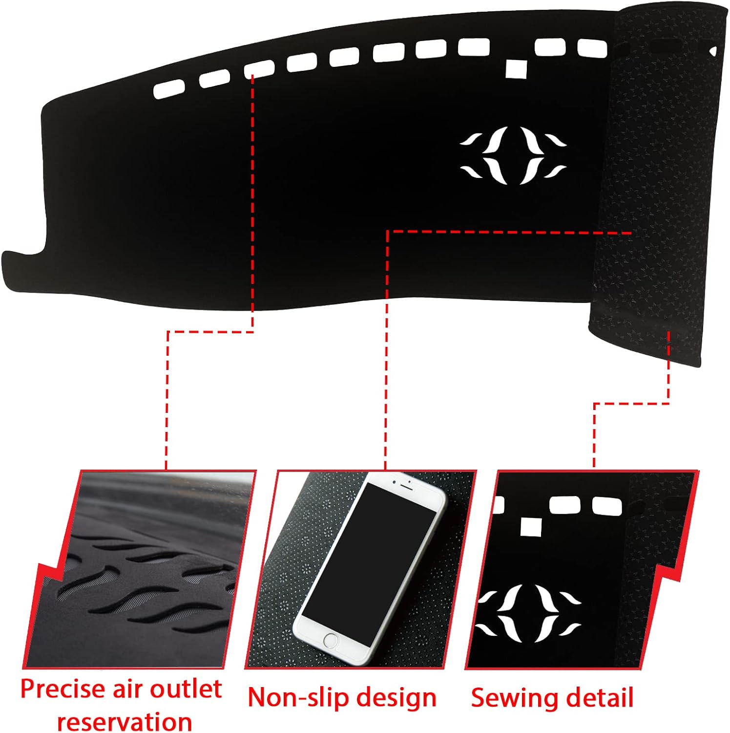 Dashboard Dash Board Cover Mat Pad Carpet Non-Slip Custom Compatible with Ford Explorer 2020 2021 2022 2023 Protector Sunshield (Black)