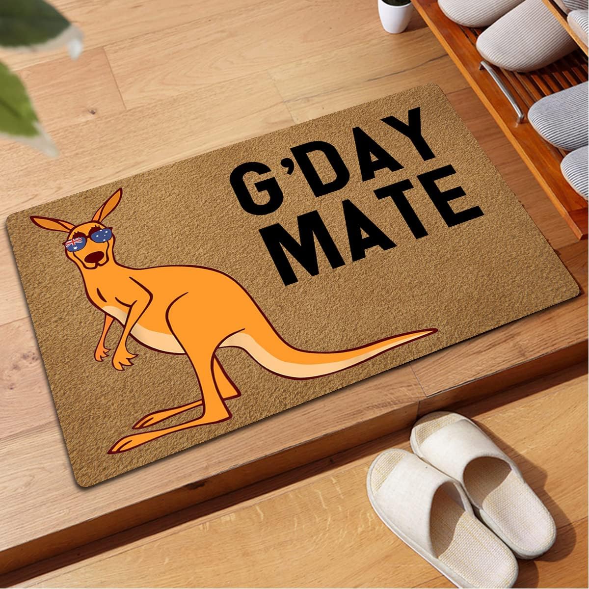 Funny Welcome Doormat Novelty Home Decor Doormats G'Day Mate Hello Kangaroo Australia Good Day Mate 15.9"(W) X 23.7"(L) Rubber Back Mats Prank Gift Doormats for The Entrance Way Indoor image 4