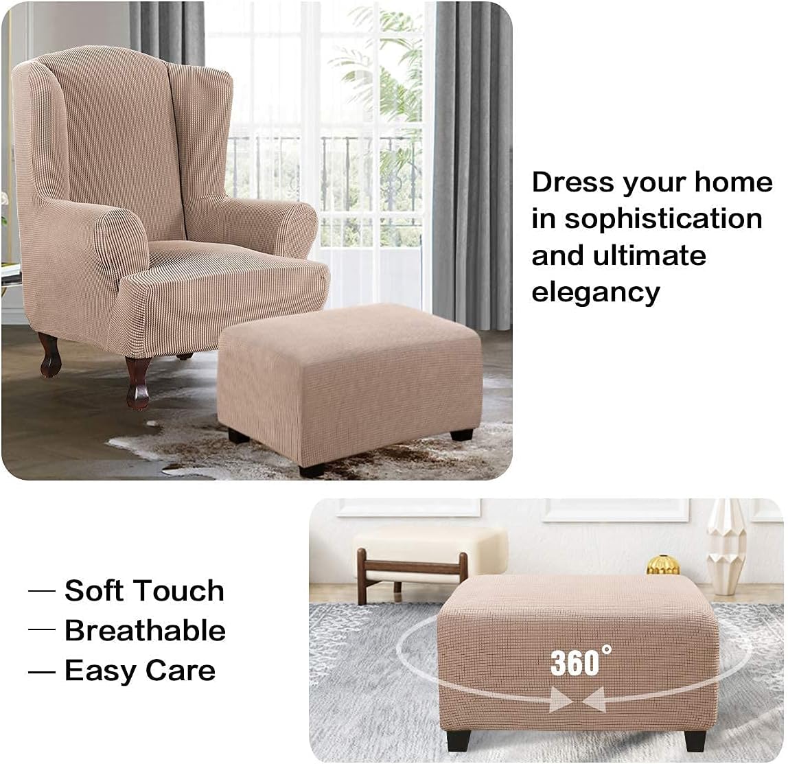 H.VERSAILTEX Rectangle Ottoman Slipcover X-Large Bundles Square Ottoman Slipcover