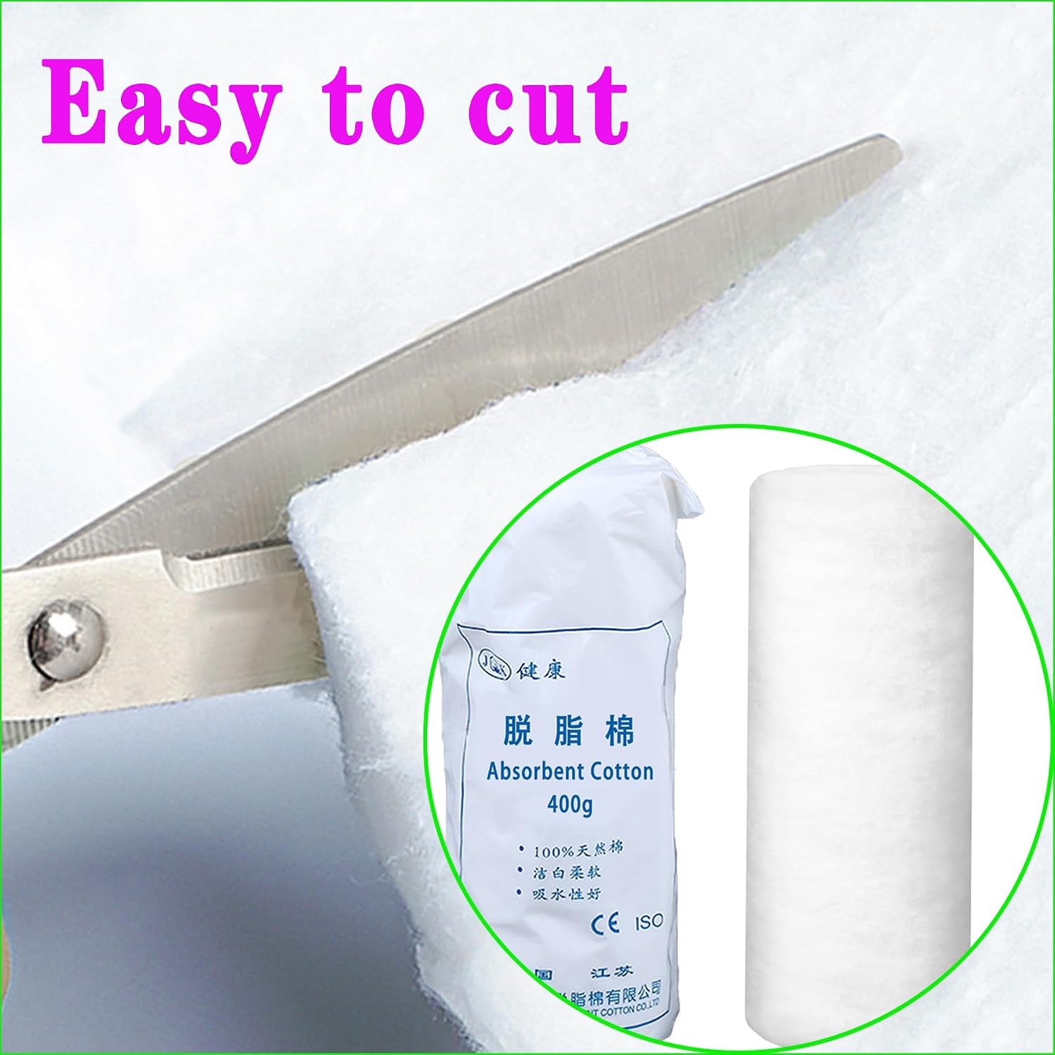 400g White Pure Cotton Roll, Absorb Well, Super Soft,Multipurpose for Makeup Removal,Wound Care，Applying Lotion or Powder,Nail Polish, Beauty Baby Care Pure Cotton Rolls，for Everyday Household Use