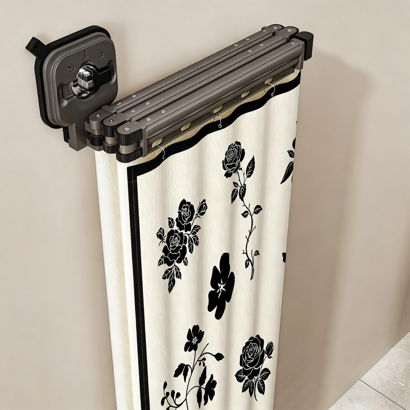 Tringle à rideau de douche réglable et rideau pliable pour cabine dressing amovible