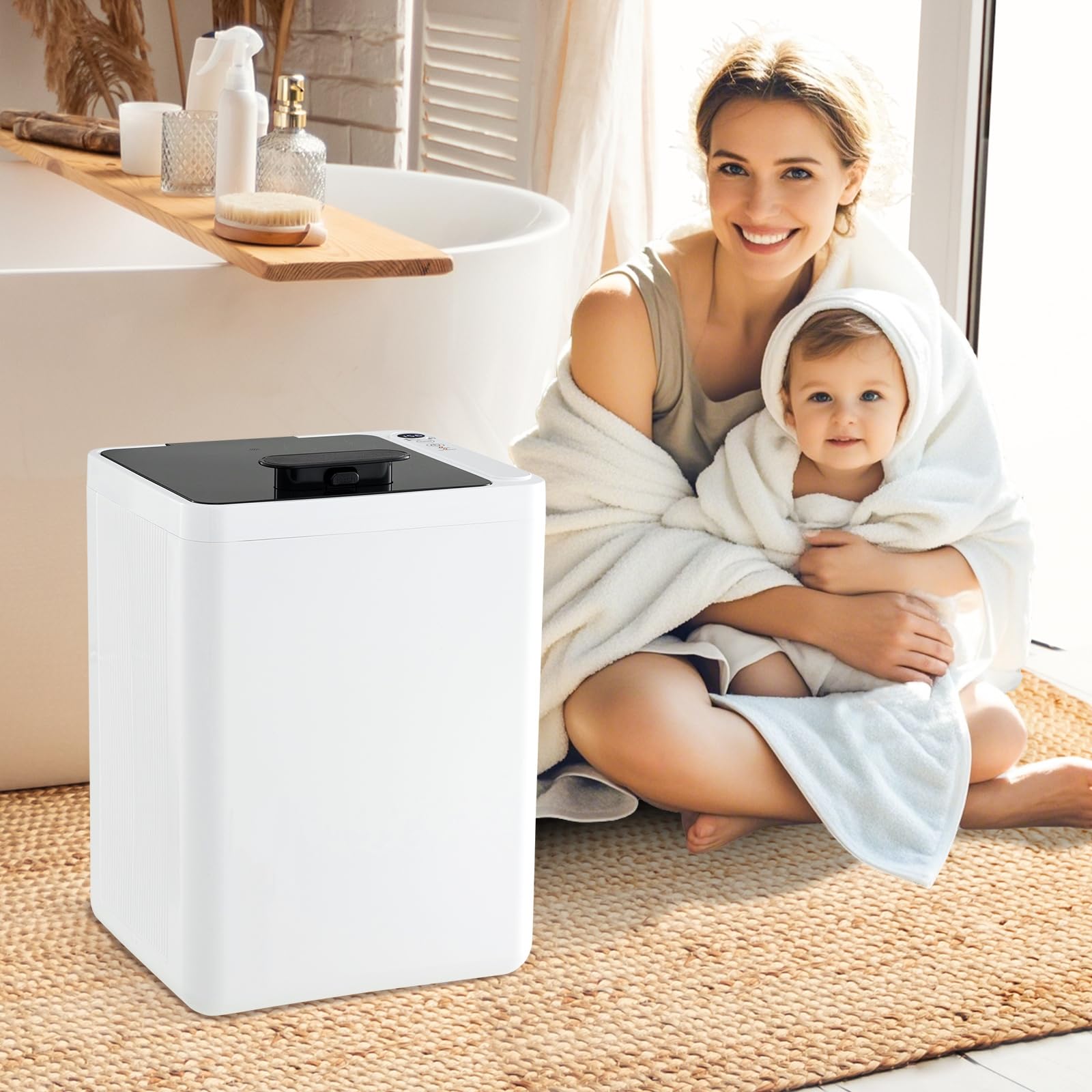 LIFEZEAL 23 L Calentador de Toallas con Apagado Automático, Cubo para Toallas Calientes con Temporizador de 6 Niveles y Pantalla LED, 32 x 28 x 44 cm, para Belleza, SPA