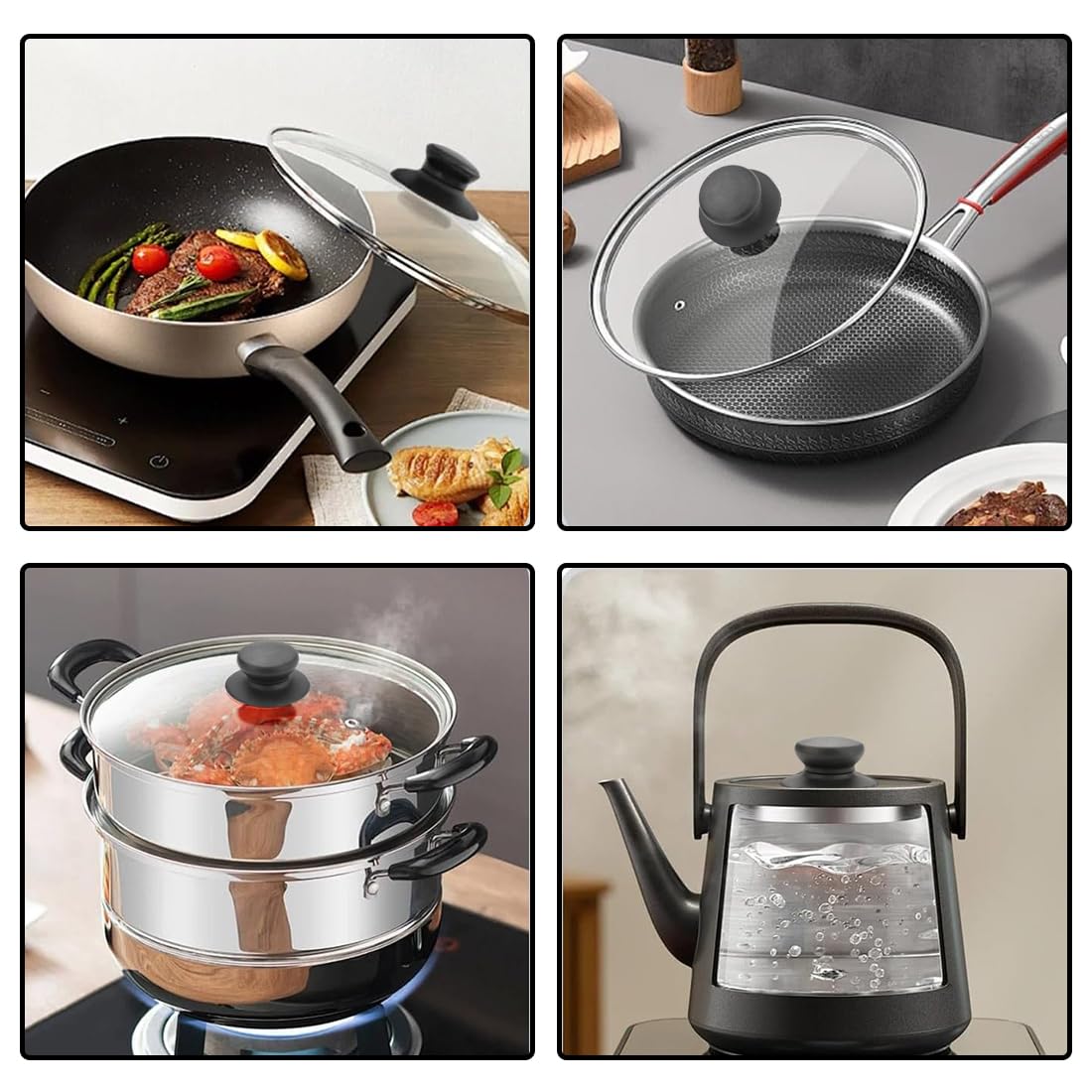 Set 6 Pomelli Per Coperchi Pentole - Acciaio Inox, Universali, Per Bollitori E Padelle - Foto 12